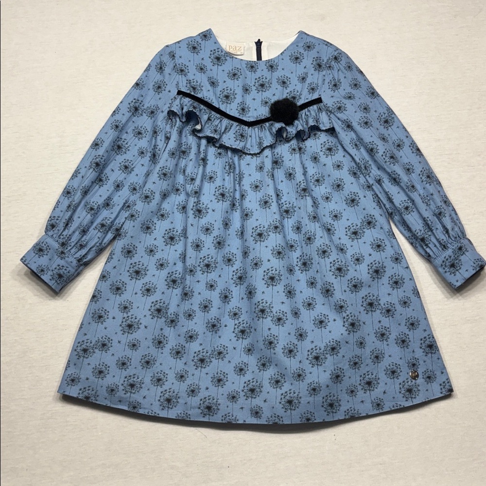 Paz Rodriguez Blue Floral Long Sleeve Dress